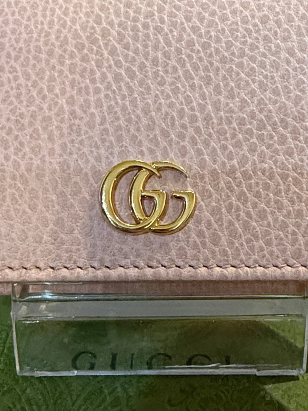 GUCCI | ✨ GG Marmont Card Case Wallet in Light Blush Pink Pebbled Leather - Picture 3 of 8